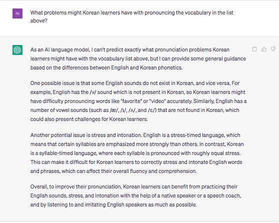 ChatGPT example