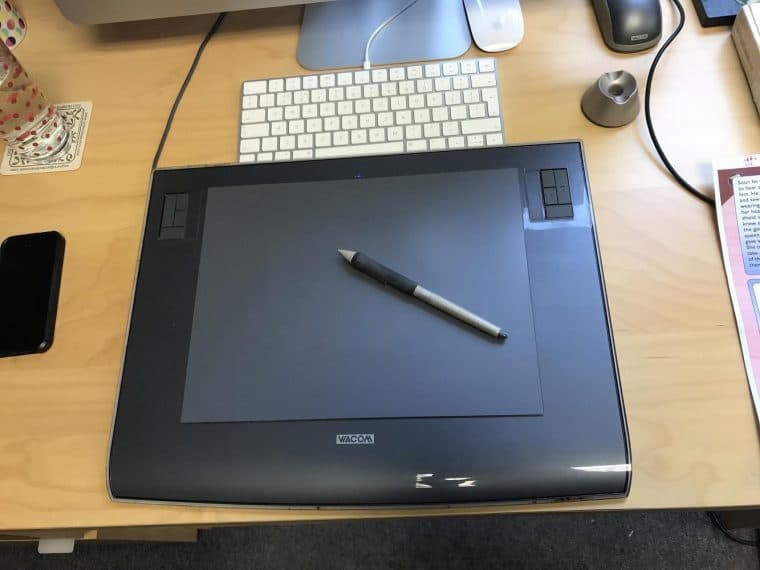 Doug's tablet and stylus which he uses to create illustrations on his computer.
