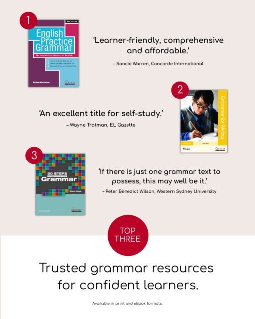 Clear, confident communication begins with strong grammar.

Our trusted resources build confident learners, supporting accuracy, fluency and effective use in real-world contexts.

Our top three titles:
🎓 English Practice Grammar
🎓 EAS: Grammar for Writing
🎓 50 Steps to Improving Your Grammar

You can view free inspection copies of our books on our website. Get 10-day access to the full book to determine if it’s the right fit for your students.

Go to the link in our bio to 'View Our Products'.

#nationalgrammarday