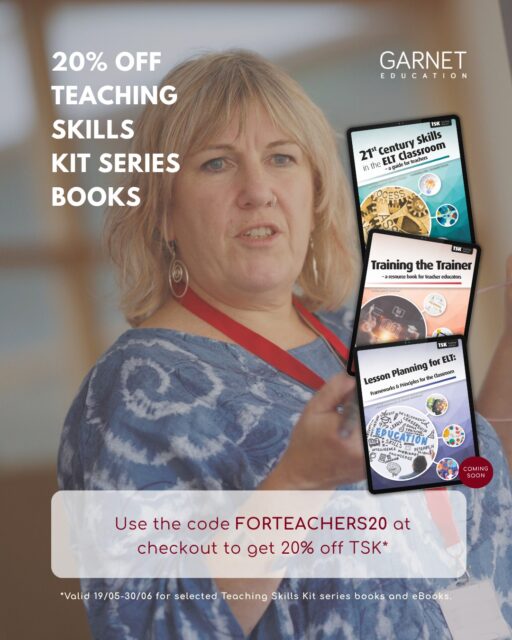 Teacher Appreciation Week may have passed, but at Garnet Education, supporting teachers is something we care about all year round.

From CPD opportunities and practical workshops to meaningful conversations with educators, we’re proud to work alongside teachers, listen to feedback and support classroom success every day.

To say thank you, we’re offering 20% off our Teaching Skills Kit Series books—professional development resources from ELT experts including Christopher Graham, Nik Peachey, Gavin Dudeney and Nicola Meldrum.

Use the code FORTEACHERS20 at checkout.

Coming soon: ‘Lesson Planning for ELT: Frameworks and Principles for the Classroom’ by Mark McKinnon and Nicola Meldrum. Register your interest via the link in our bio to receive 10% off at launch.

Because investing in teachers is investing in learners. 🍎📚

#TeacherAppreciationDay #TeacherAppreciationWeek #CPD